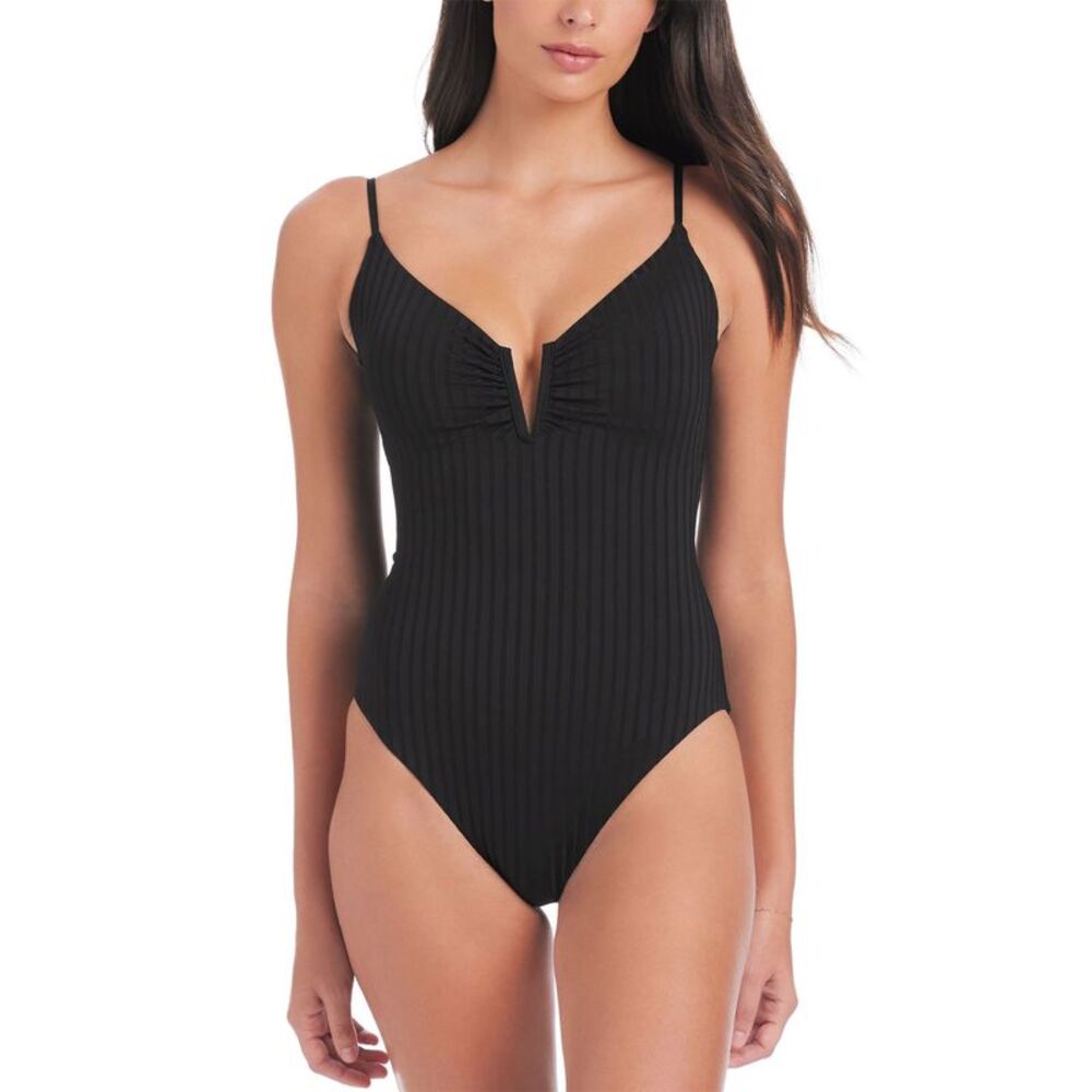Sanctuary Womens Refresh Rib V-Wire Mio One-Piece Swimsuit XL Black - NWT